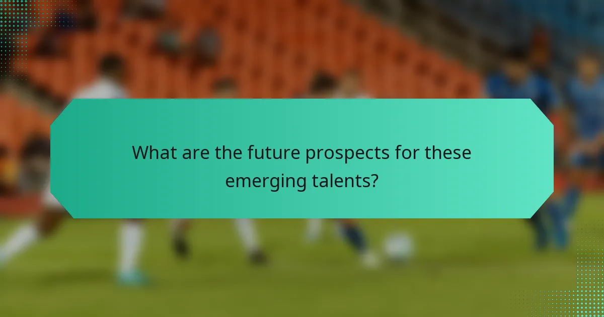 What are the future prospects for these emerging talents?