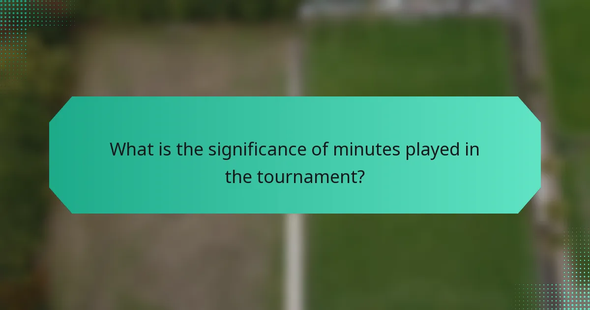 What is the significance of minutes played in the tournament?