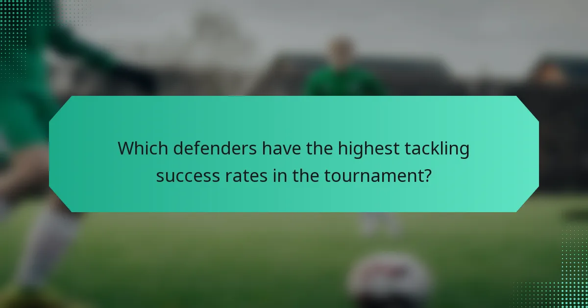 Which defenders have the highest tackling success rates in the tournament?